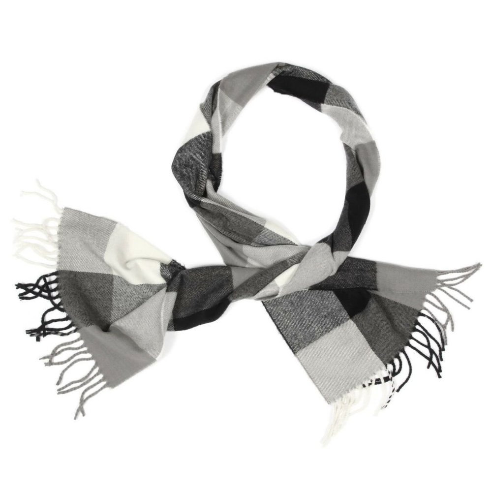 MADE IN SCOTLAND CASHMERE Scarf Classic Gray Plaid Neck Scarve - INV6099